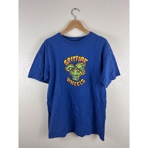Spitfire Wheels Graphic T-Shirt Blue Mushrooms Skateboarding Tee – Size M
